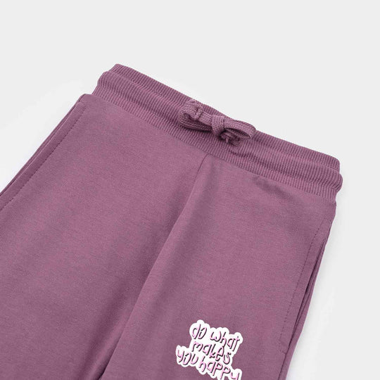 Girls Cotton Terry Pyjama Makes Happy-Very.Grape