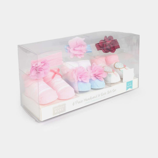 Baby Socks & Headband Pack of 3 Gift Set