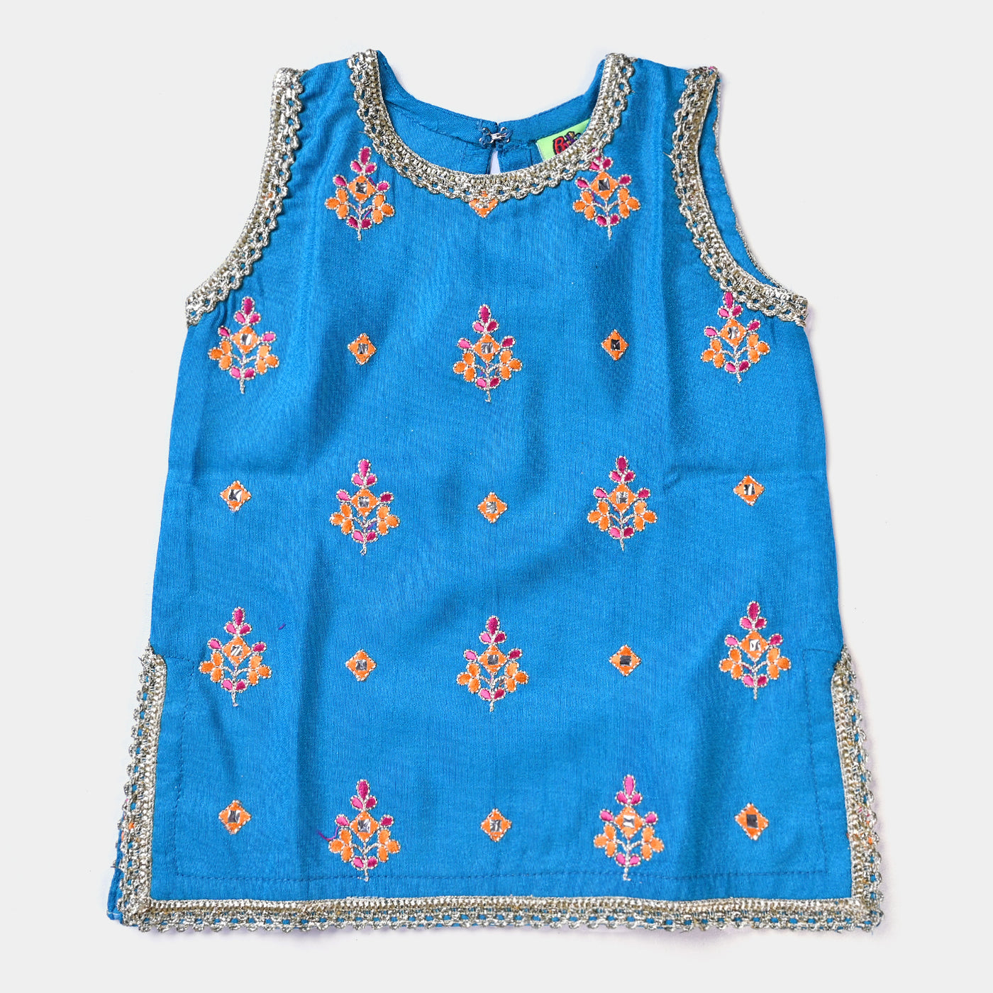 Infant Girls Raw Silk 3Pcs Suit Bazaar-Blue
