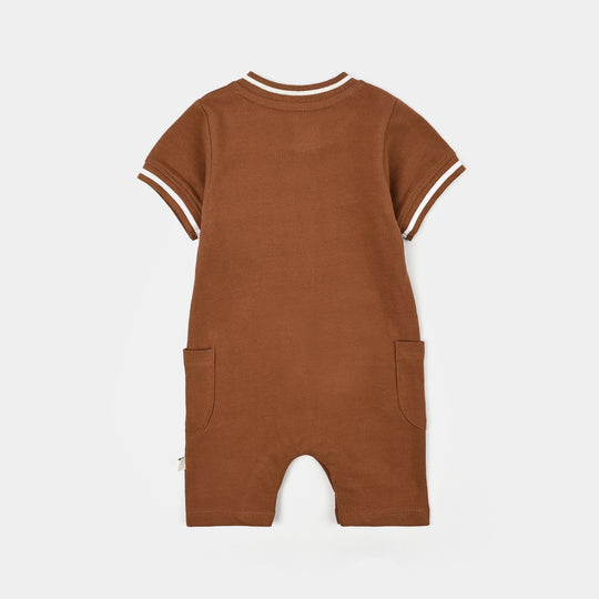 Infant Boys Cotton PK Romper Good Vibes-Brown