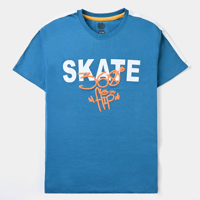Boys Cotton Jersey T-Shirt H/S Skate 360 Flip-Fjord Blue