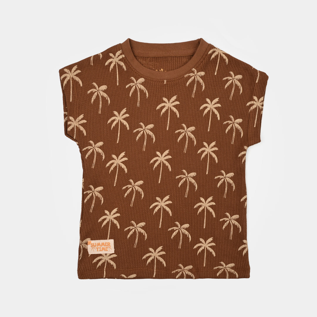 Boys Thermal Sando Palm Tree-Brown
