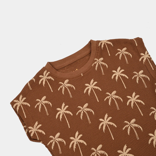 Boys Thermal Sando Palm Tree-Brown