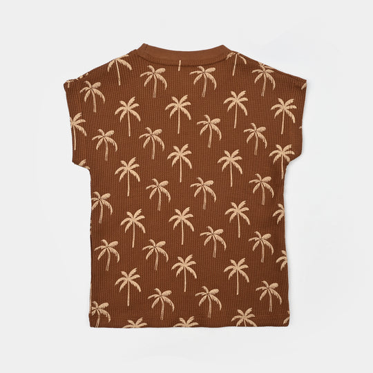 Boys Thermal Sando Palm Tree-Brown