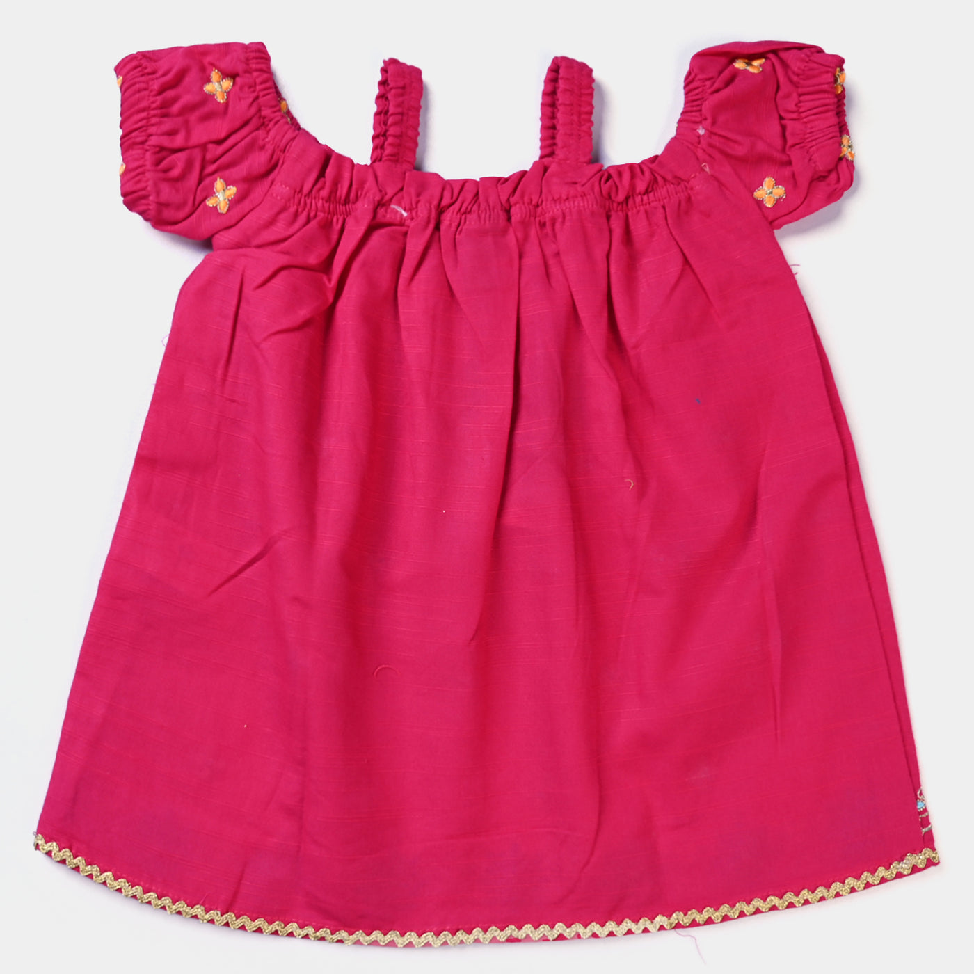 Infant Girls Cotton Slub Little Bloom 2Pcs Suit - Magenta