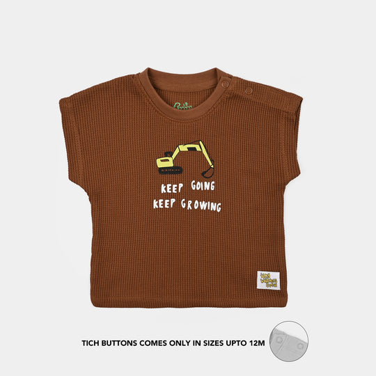 Infant Boys Thermal Sando Keep Going-Brown