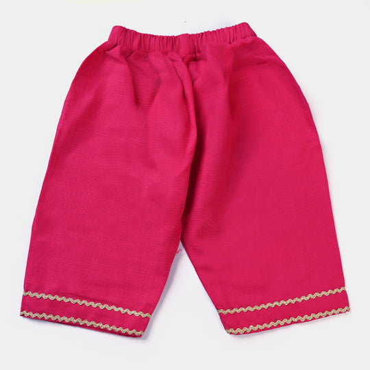 Infant Girls Cotton Slub Little Bloom 2Pcs Suit - Magenta