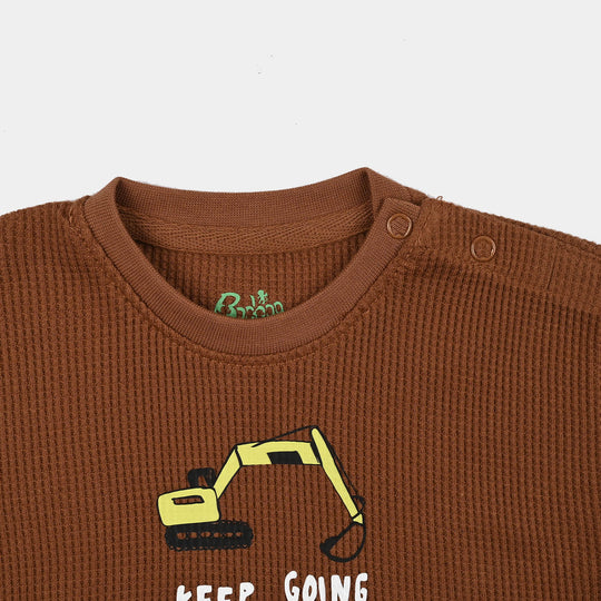 Infant Boys Thermal Sando Keep Going-Brown