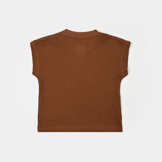 Infant Boys Thermal Sando Keep Going-Brown