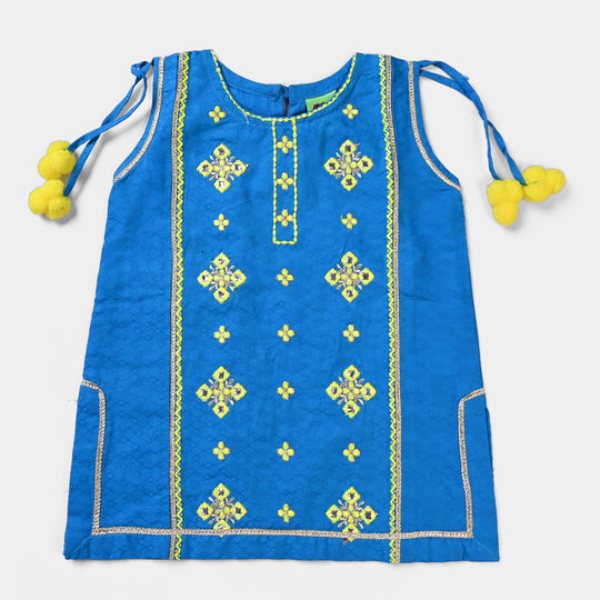 Infant Girls jacquard 2 PCs Suit Folk Love-Blue