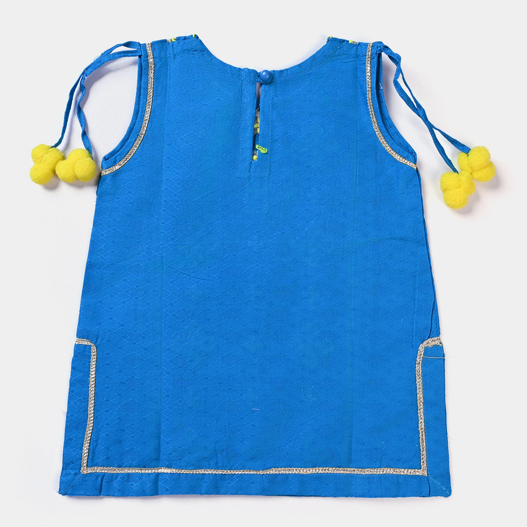 Infant Girls jacquard 2 PCs Suit Folk Love-Blue