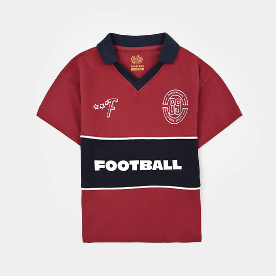 Boys Cotton PK Polo Football-Rio.Red