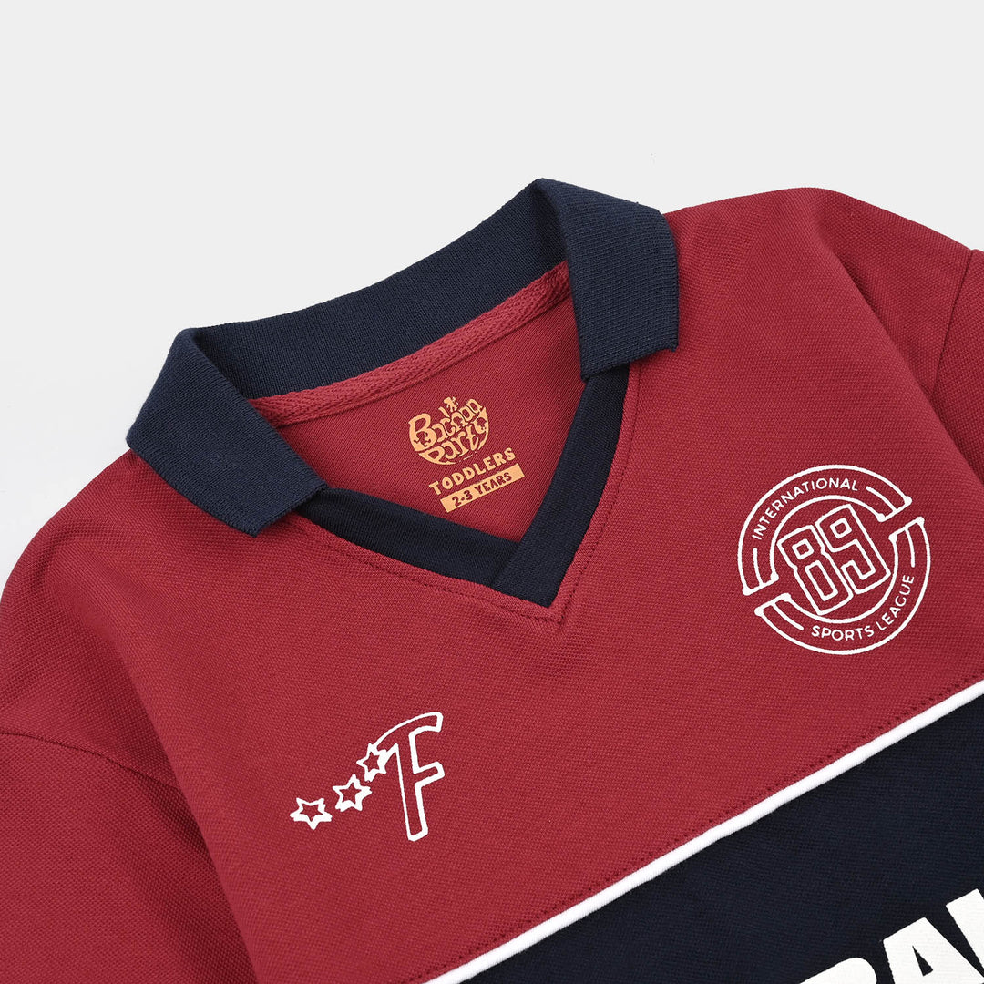 Boys Cotton PK Polo Football-Rio.Red