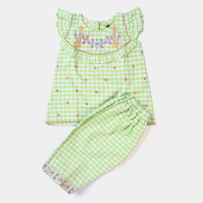 Infant Girls Cotton 2PC Suit -Green