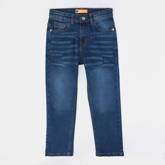 Girls Denim rigid Basic Pant-DARK BLUE