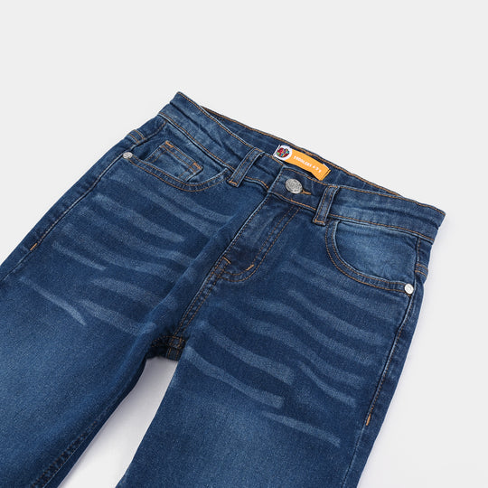Girls Denim rigid Basic Pant-DARK BLUE