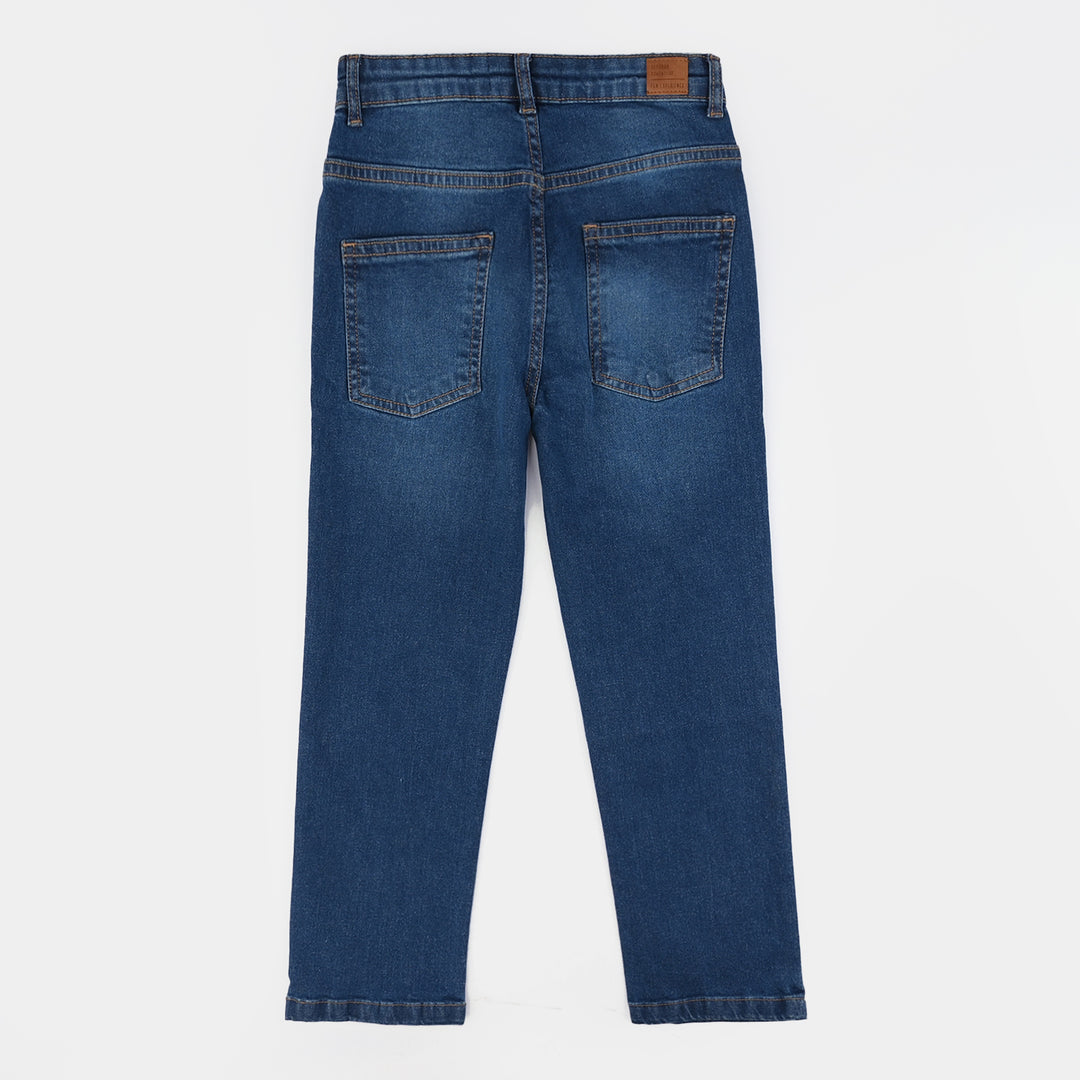 Girls Denim rigid Basic Pant-DARK BLUE