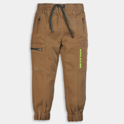 Boys Cotton Pant Be Fear Less-KHAKI