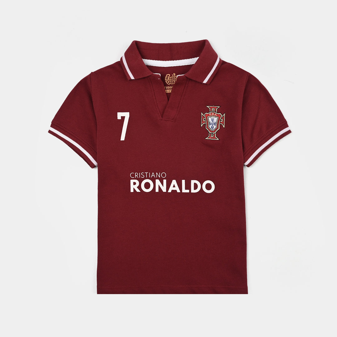 Boys Cotton PK Polo-Red