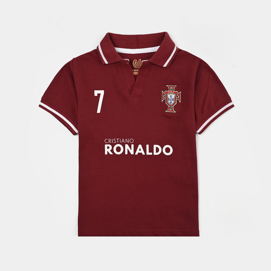Boys Cotton PK Polo-Red