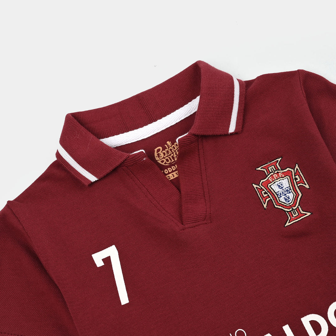 Boys Cotton PK Polo-Red