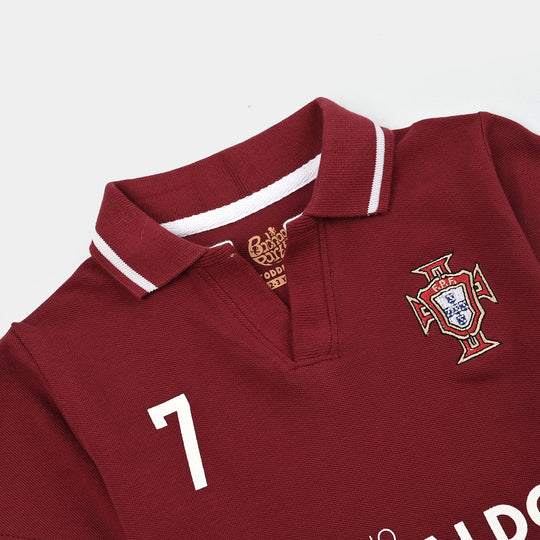 Boys Cotton PK Polo-Red
