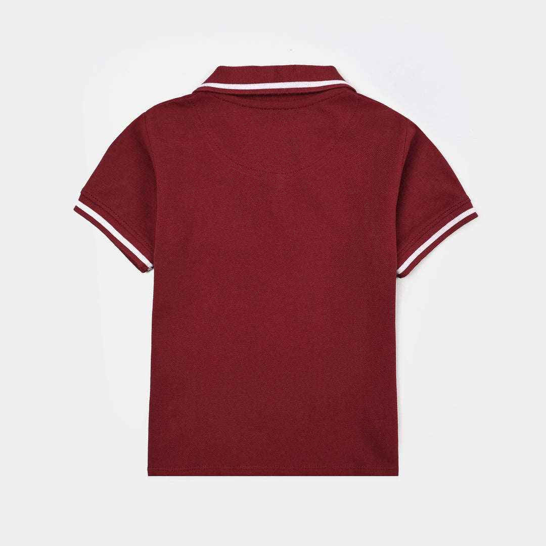 Boys Cotton PK Polo-Red