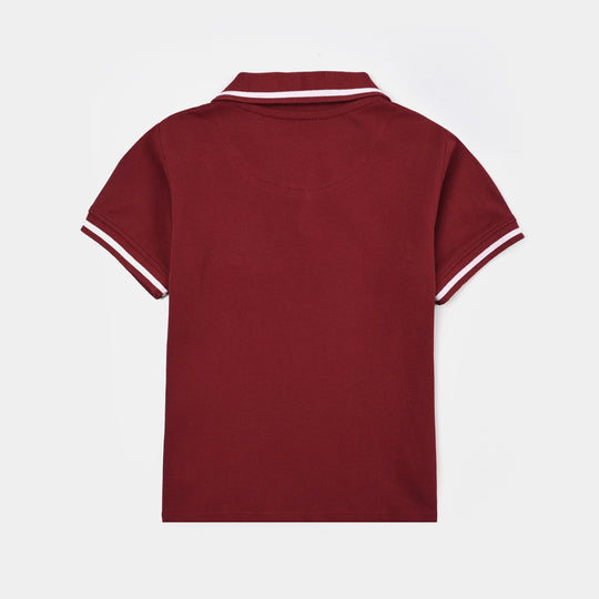 Boys Cotton PK Polo-Red