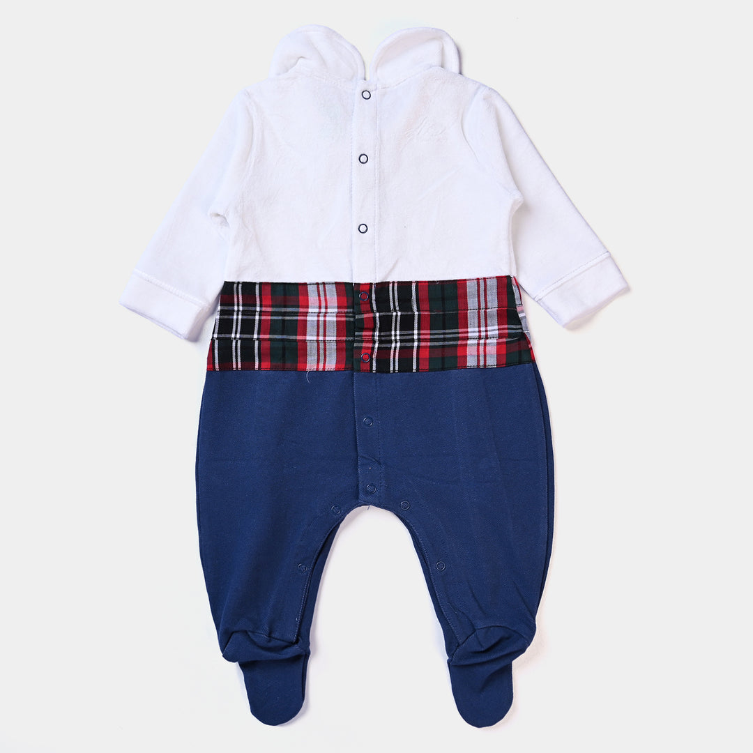 Infant Boys Velour Romper Formal-White