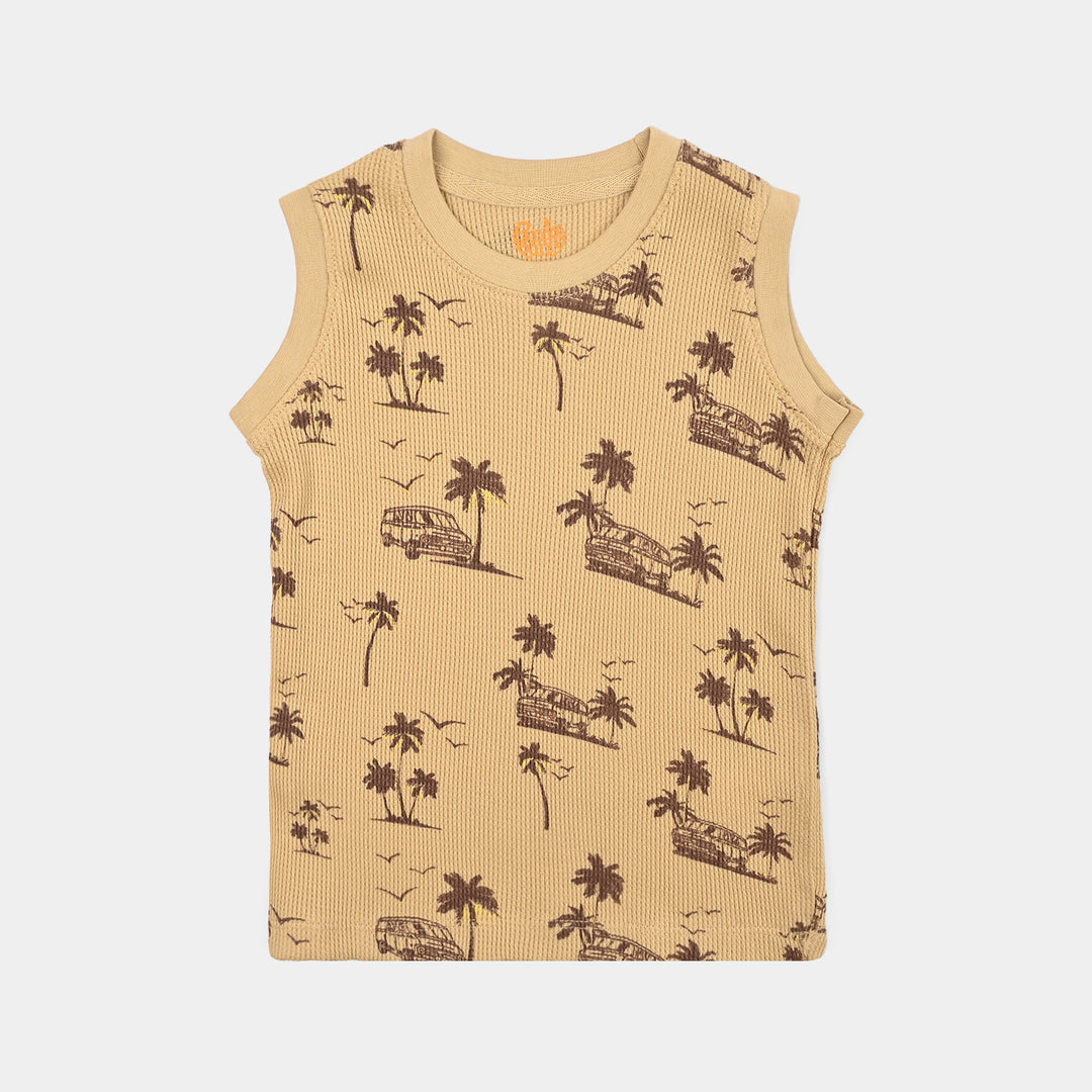 Boys Thermal Sando Ven & Palm Tree-Pebble