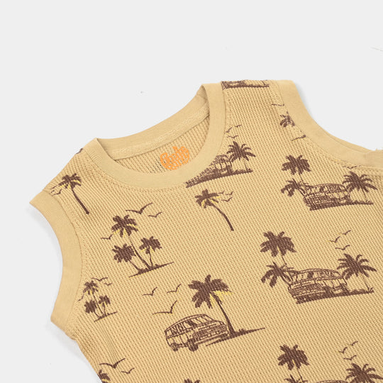 Boys Thermal Sando Ven & Palm Tree-Pebble