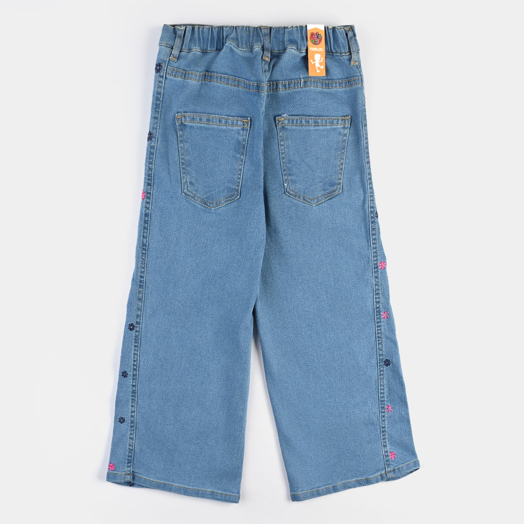 Girls Denim Pant Flower-LIGHT BLUE