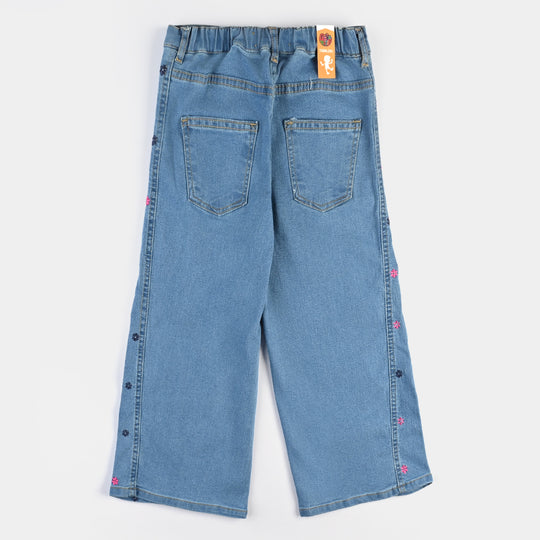 Girls Denim Pant Flower-LIGHT BLUE