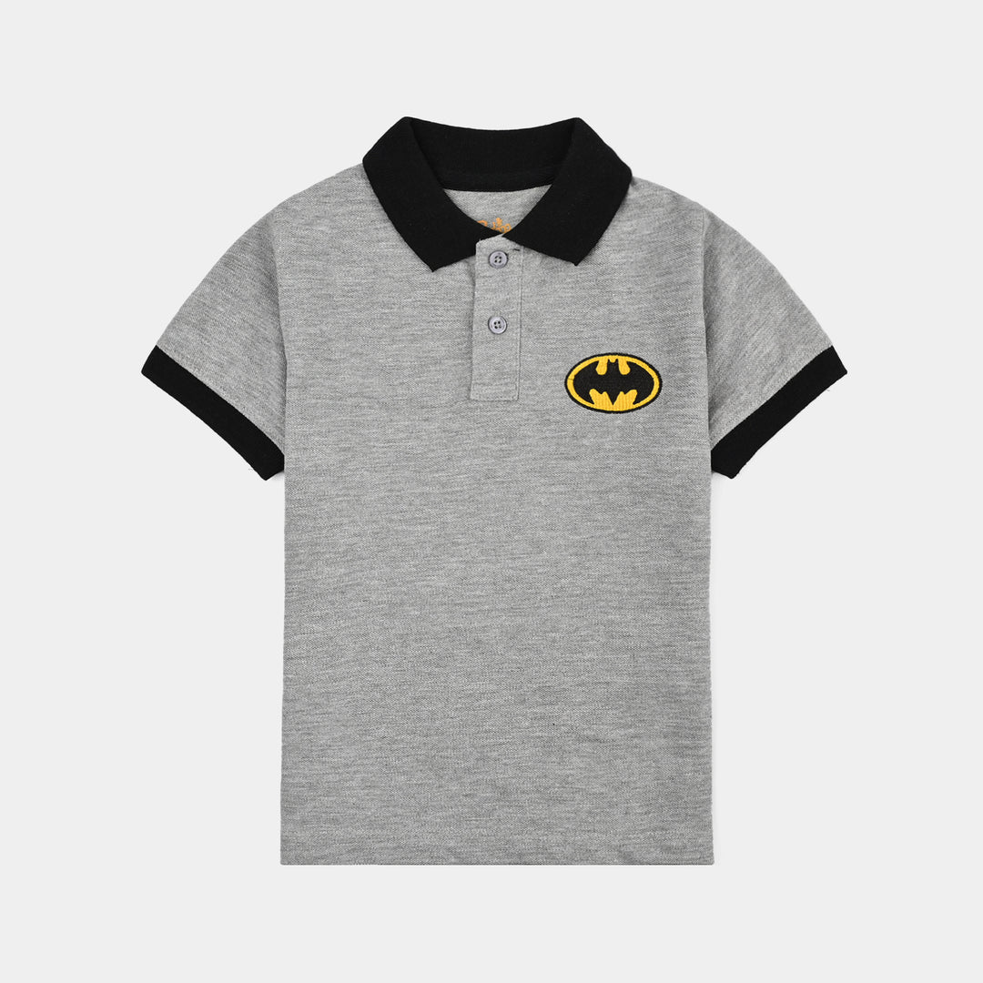Boys Cotton PK Polo Character Bat-Heater.Grey