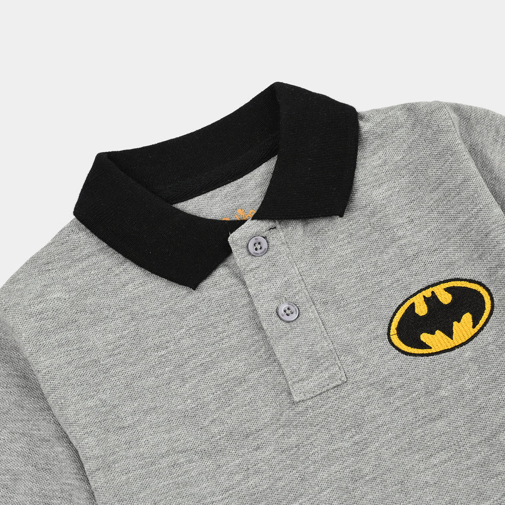Boys Cotton PK Polo Character Bat-Heater.Grey