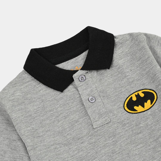 Boys Cotton PK Polo Character Bat-Heater.Grey