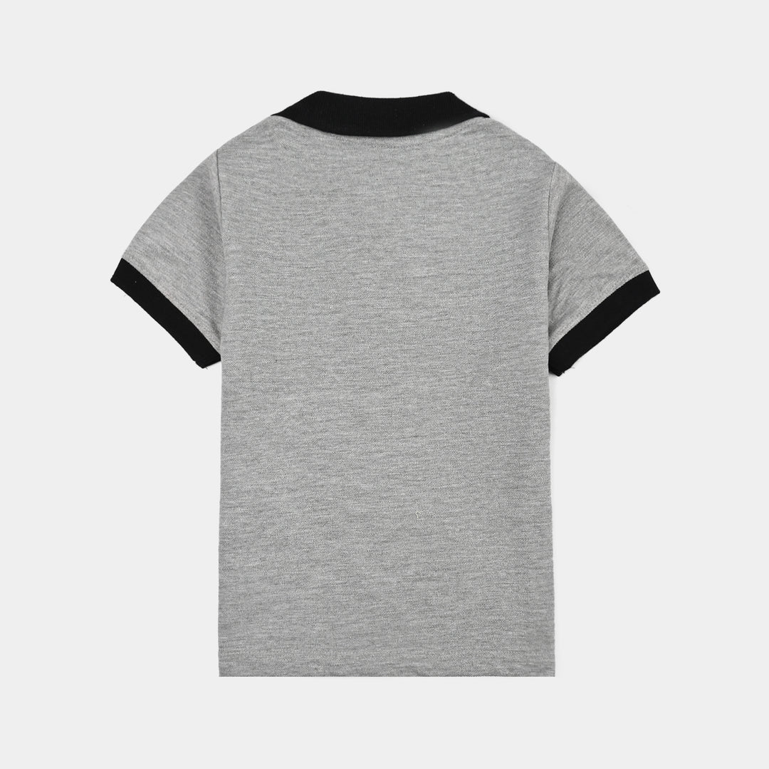 Boys Cotton PK Polo Character Bat-Heater.Grey