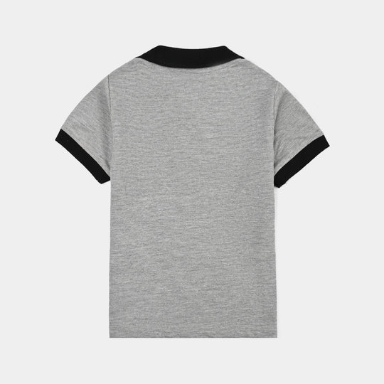 Boys Cotton PK Polo Character Bat-Heater.Grey