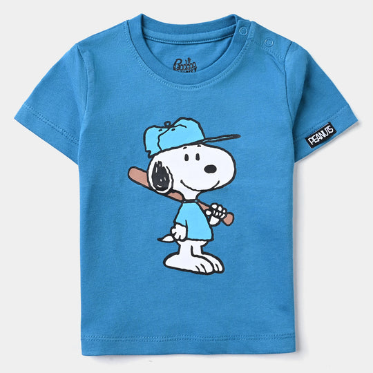 Infant Boys Cotton Jersey Round Neck T-Shirt-Fjord Blue