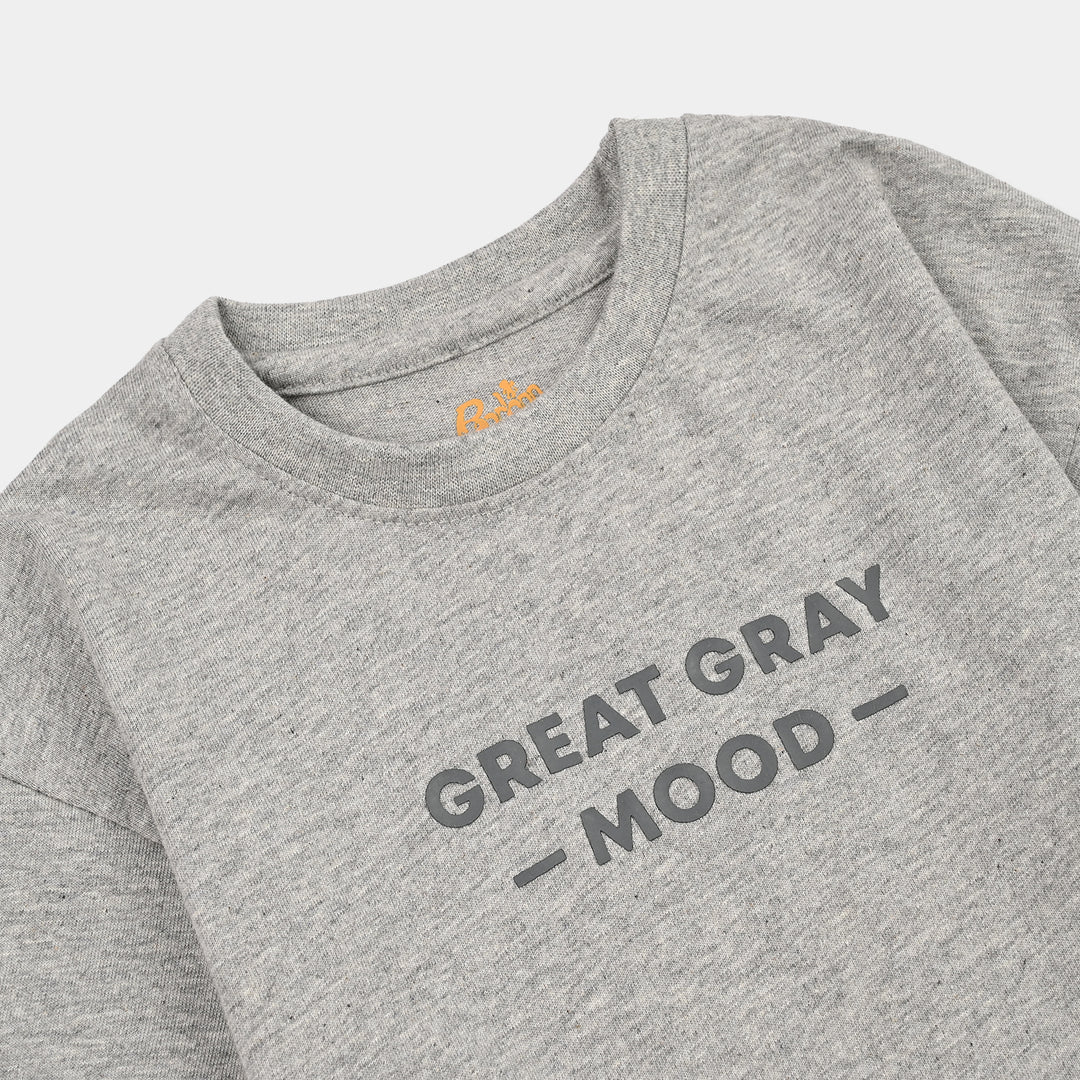 Boys Cotton Jersey T-Shirt H/S Grey Mood-Heater.Grey