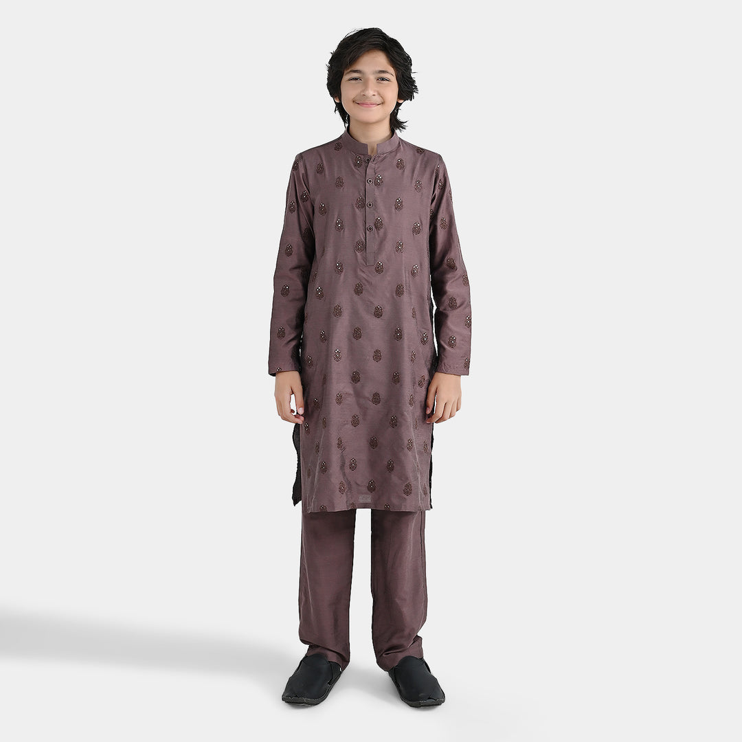 Boys Poly Cotton 2Piece Suit (Jagmag) - BROWN