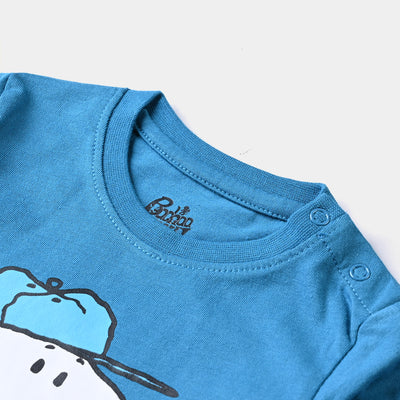 Infant Boys Cotton Jersey Round Neck T-Shirt-Fjord Blue