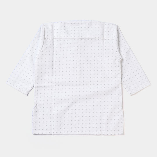 Infant Boys Poly Viscose Basic Suit (Dots) | White