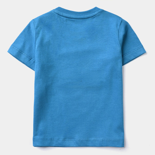 Infant Boys Cotton Jersey Round Neck T-Shirt-Fjord Blue