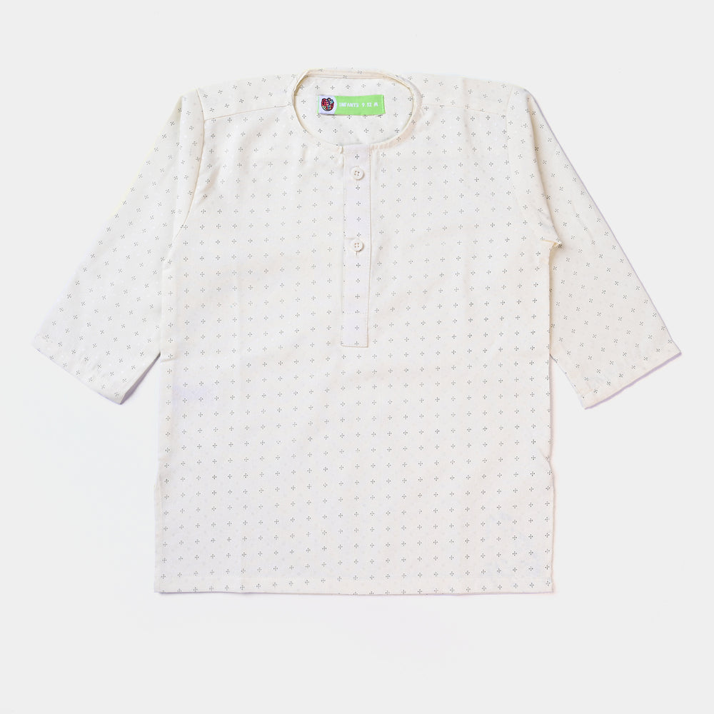 Infant Boys Poly Viscose Basic Suit (Dots)-Off White