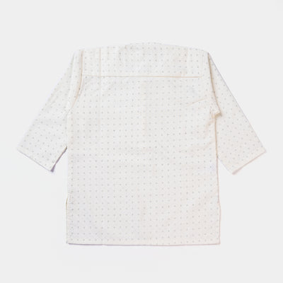 Infant Boys Poly Viscose Basic Suit (Dots)-Off White