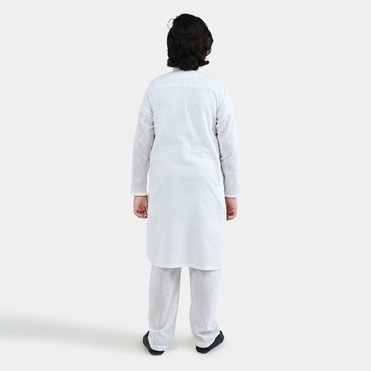 Boys Cotton Slub 2Piece Suit (Signature)-White