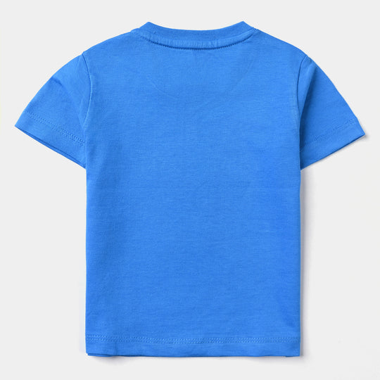 Infant Boys Cotton Jersey Round Neck T-Shirt Make It Awesome-B.Blue