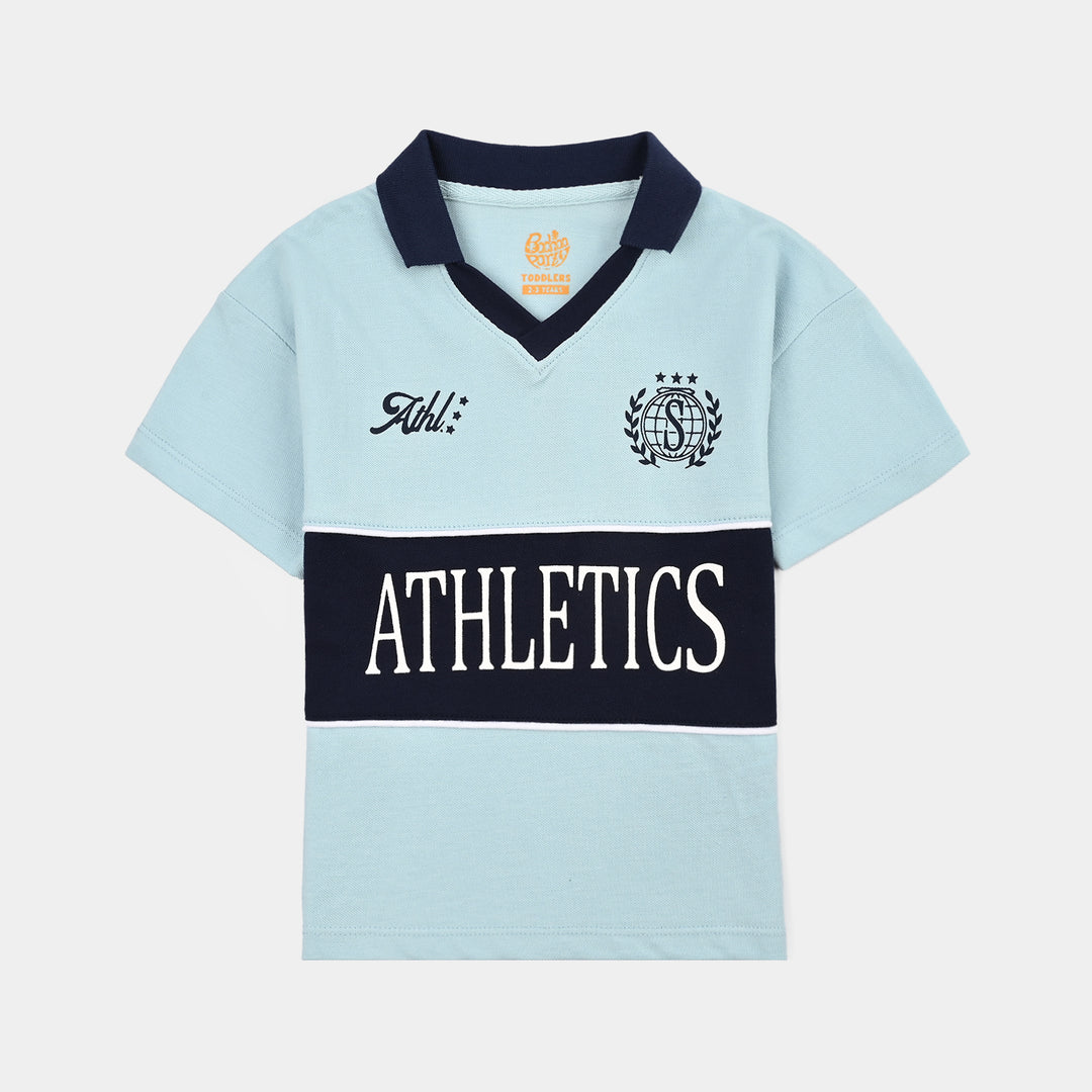 Boys Cotton PK Polo Athletics-Blue