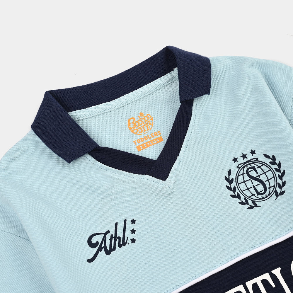Boys Cotton PK Polo Athletics-Blue